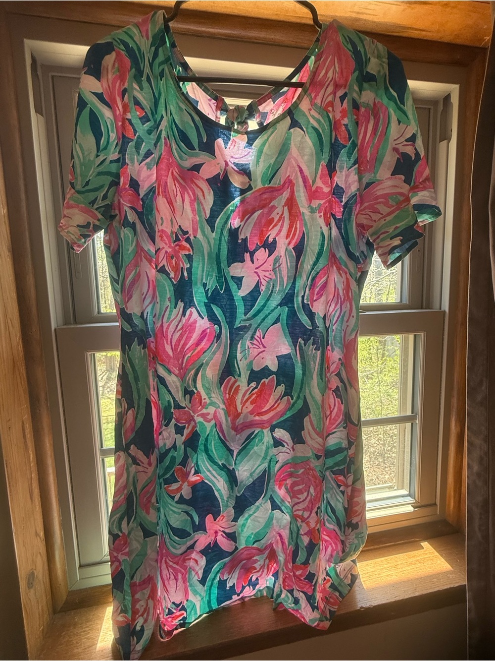 Lilly Pulitzer Pink & Green Floral Short Sleeve Dress